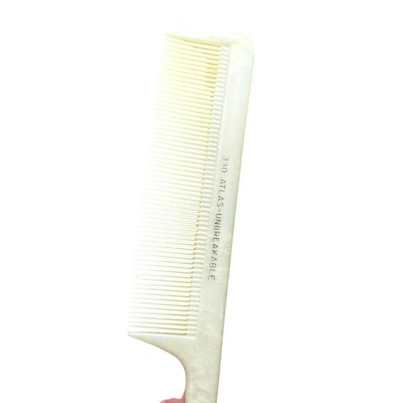 Atlas Unbreakable Vintage White Hair Comb 330 Rat Tail Teasing Retro 70s 80s - Picture 3 of 4